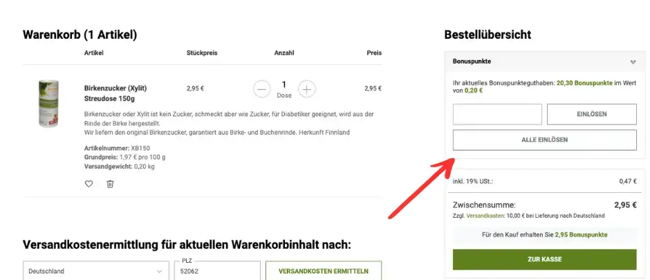bonuspunkte einlösen