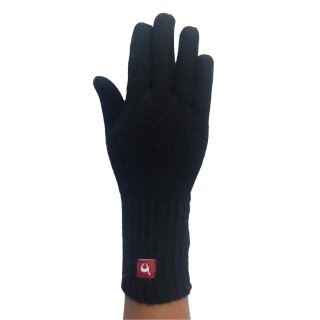 Damen Herren Fingerhandschuhe UNI aus Alpaka-Garn schwarz XS