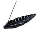 Räucherstäbchenhalter Blatt Speckstein schwarz