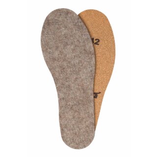 Alpaka Thermoschuheinlagen mit KORK-UNTERSEITE 45