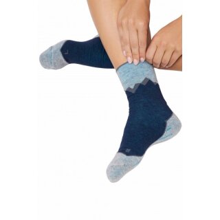 Premium Alpaka Wandersocken blau-grau M 39-41